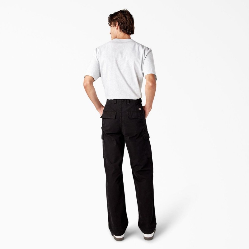 Black Men's Dickies Double Knee Canvas Cargo Pants | JQW382175