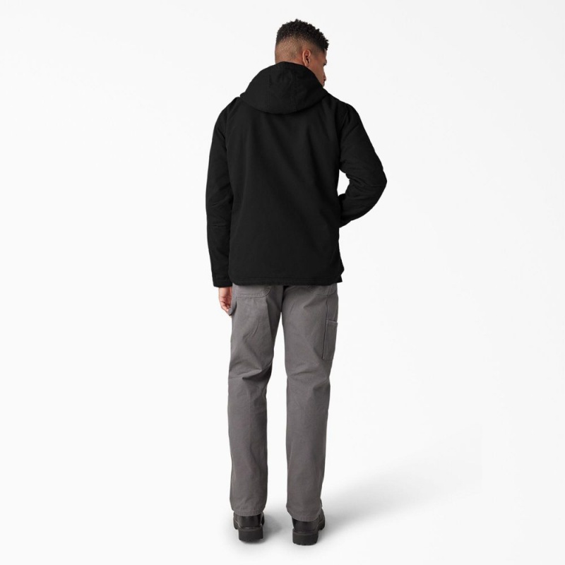 Black Men's Dickies Duck Canvas High Pile Fleece Lined Jacket | WNK407985