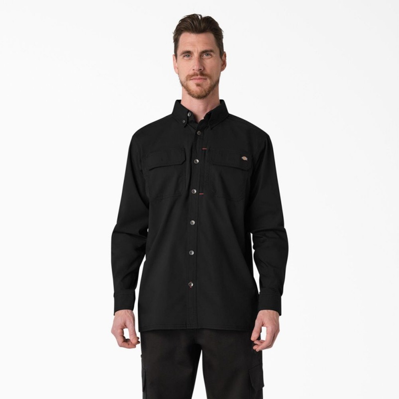 Black Men\'s Dickies DuraTech Ranger Ripstop Shirt | ZPH859742