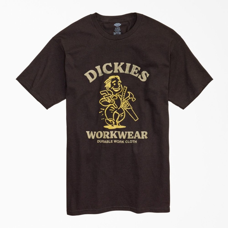 Black Men\'s Dickies Durable Work Cloth Graphic T-Shirt | TMU245689