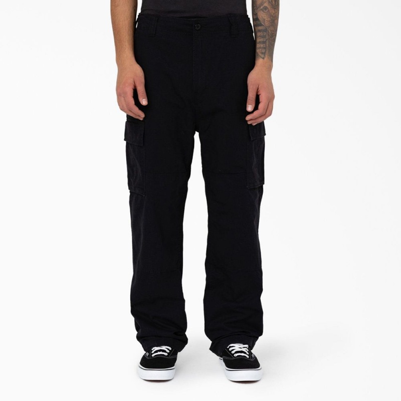 Black Men\'s Dickies Eagle Bend Relaxed Fit Double Knee Cargo Pants | DXZ596428