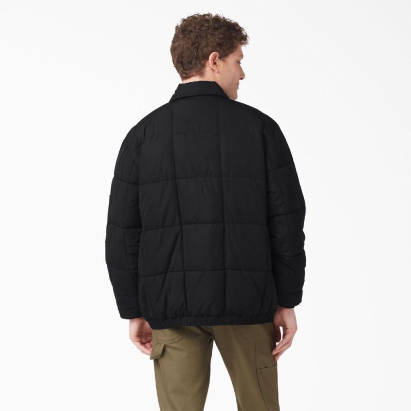 Black Men's Dickies Eisenhower Puffer Jacket | GJL374251