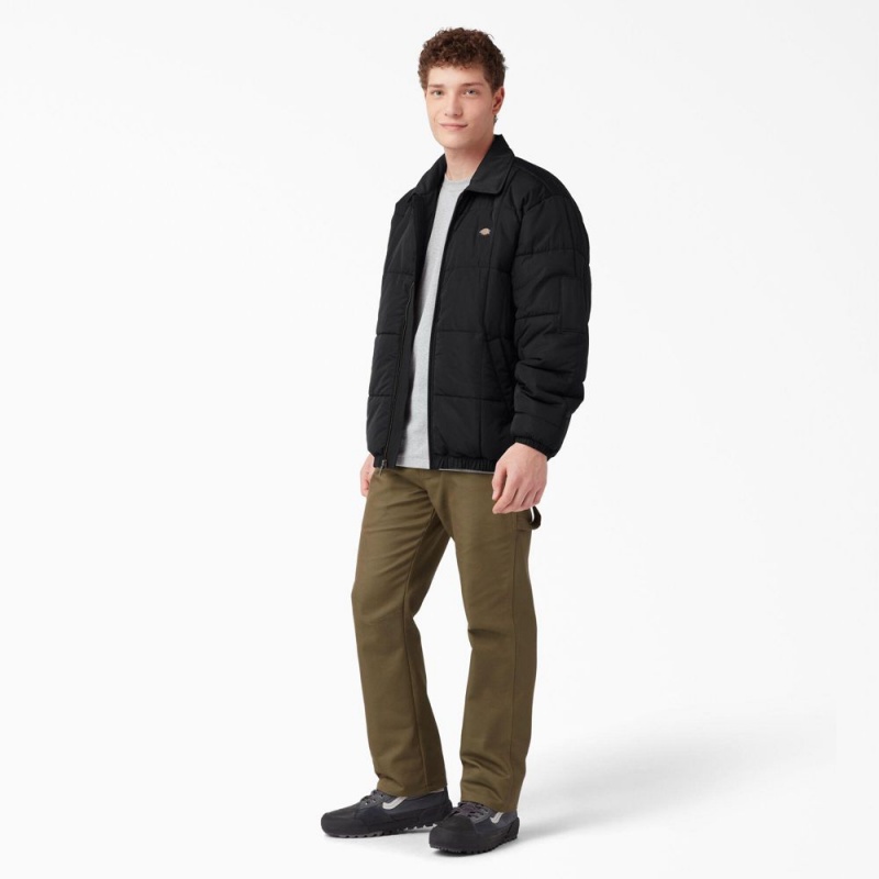 Black Men's Dickies Eisenhower Puffer Jacket | GJL374251