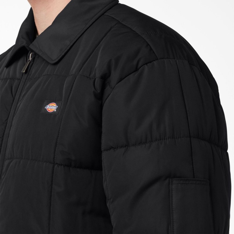 Black Men's Dickies Eisenhower Puffer Jacket | GJL374251