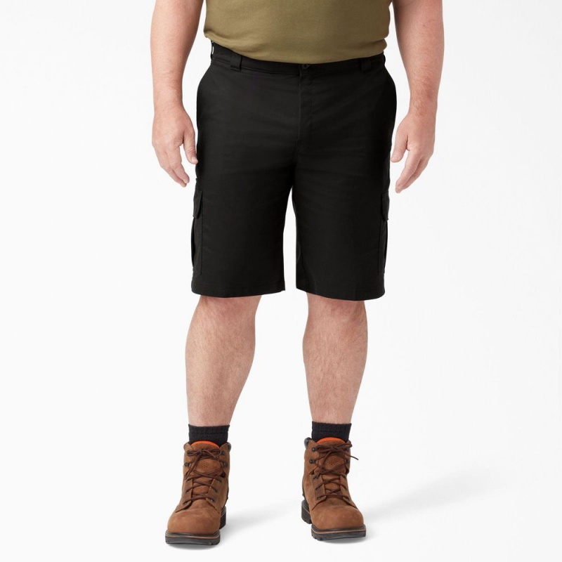 Black Men's Dickies FLEX Cooling Active Waist Regular Fit Cargo Shorts | NMP153879