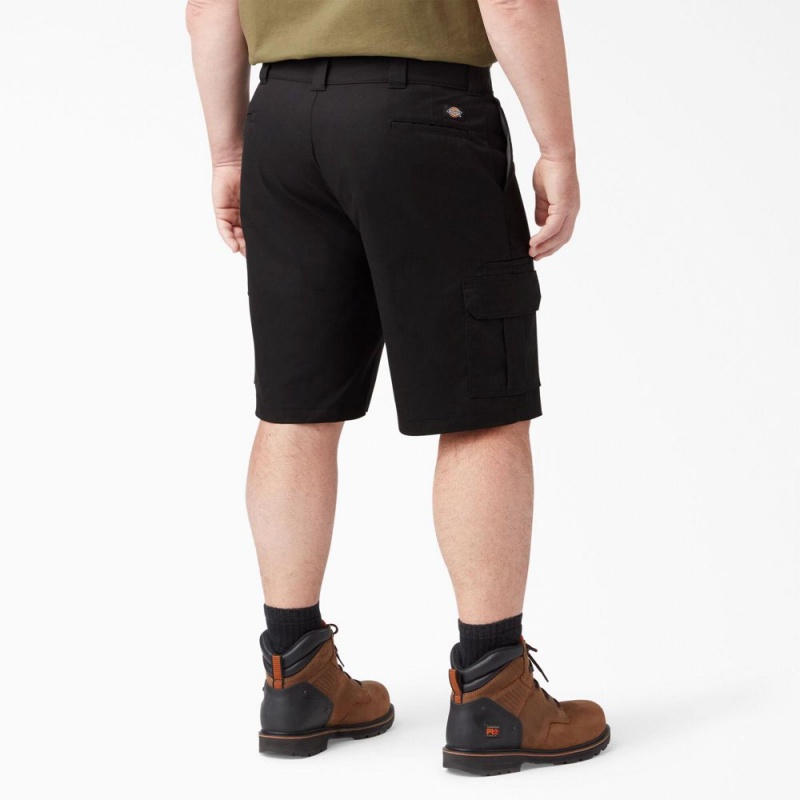 Black Men's Dickies FLEX Cooling Active Waist Regular Fit Cargo Shorts | NMP153879