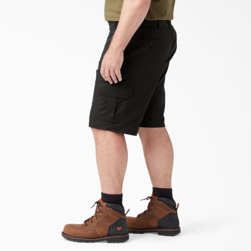 Black Men's Dickies FLEX Cooling Active Waist Regular Fit Cargo Shorts | NMP153879