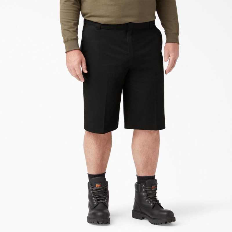 Black Men's Dickies FLEX Cooling Active Waist Regular Fit Shorts | LZG801625