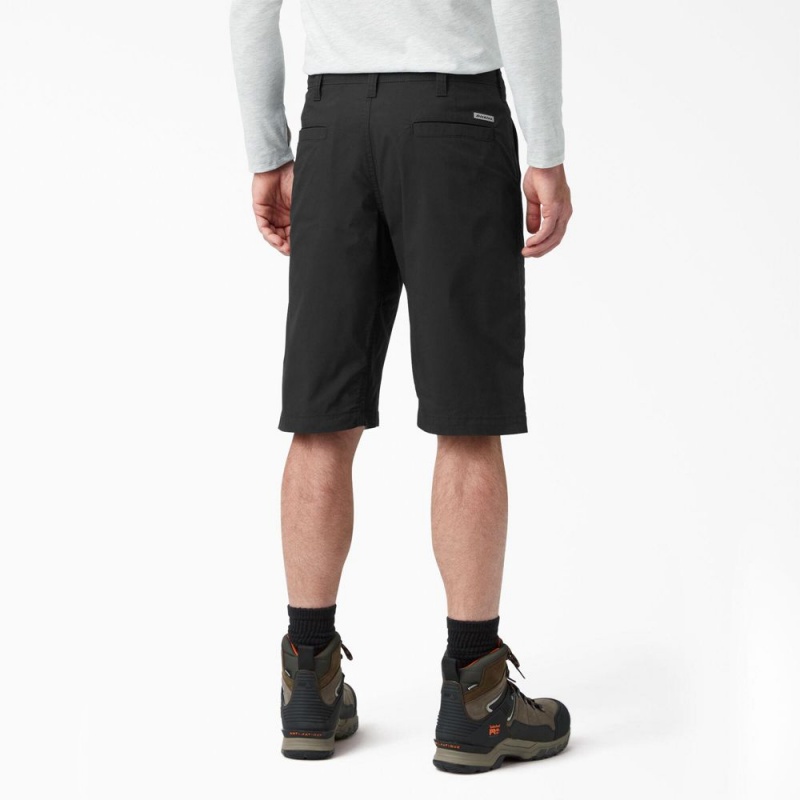 Black Men's Dickies FLEX Cooling Regular Fit Utility Shorts | OVU802364