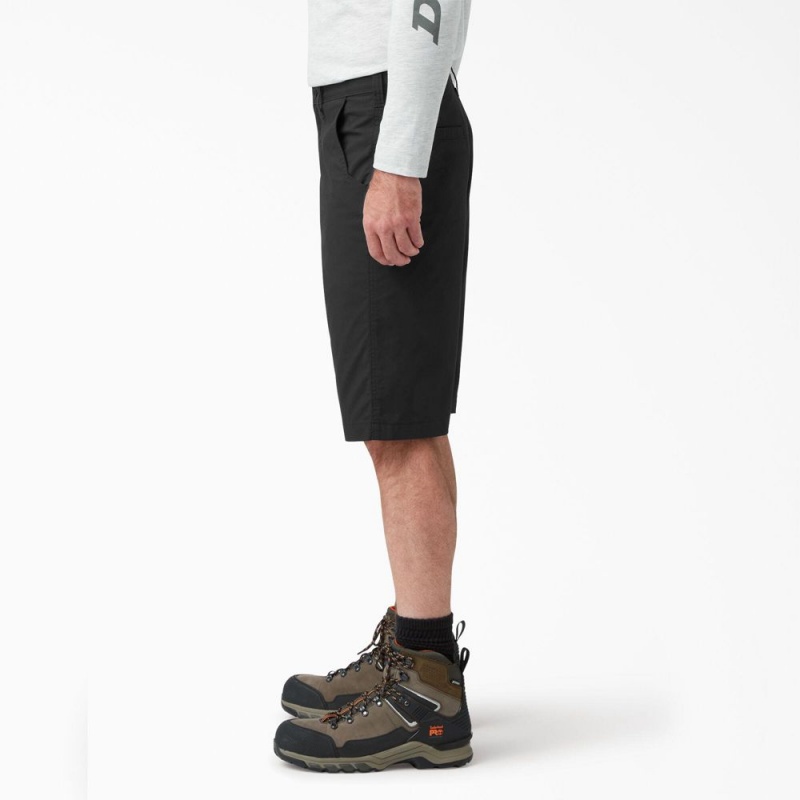 Black Men's Dickies FLEX Cooling Regular Fit Utility Shorts | OVU802364