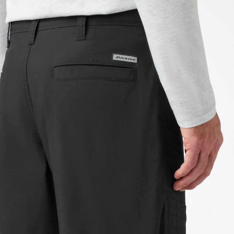 Black Men's Dickies FLEX Cooling Regular Fit Utility Shorts | OVU802364