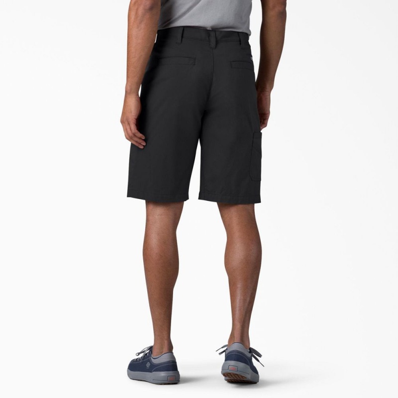 Black Men's Dickies FLEX Cooling Regular Fit Utility Shorts | AOC893174