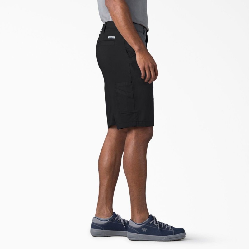 Black Men's Dickies FLEX Cooling Regular Fit Utility Shorts | AOC893174