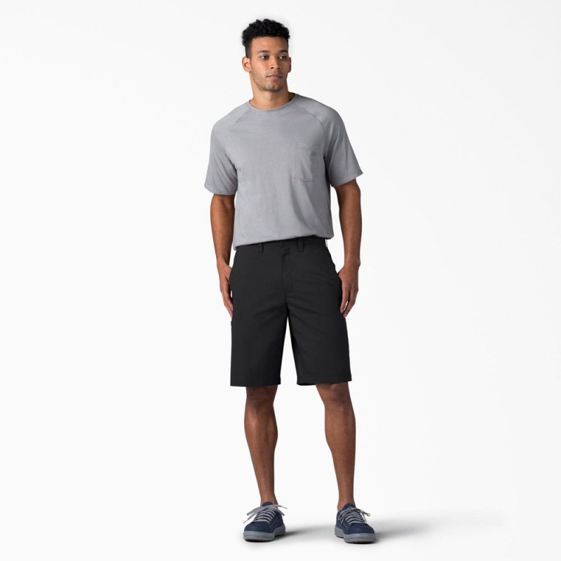 Black Men's Dickies FLEX Cooling Regular Fit Utility Shorts | AOC893174