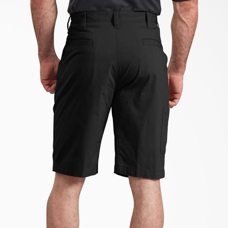 Black Men's Dickies FLEX Cooling Regular Fit Utility Shorts | AOC893174