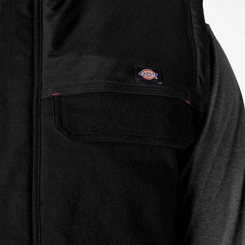 Black Men's Dickies FLEX Duck Canvas Insulated Vest | PTV087125