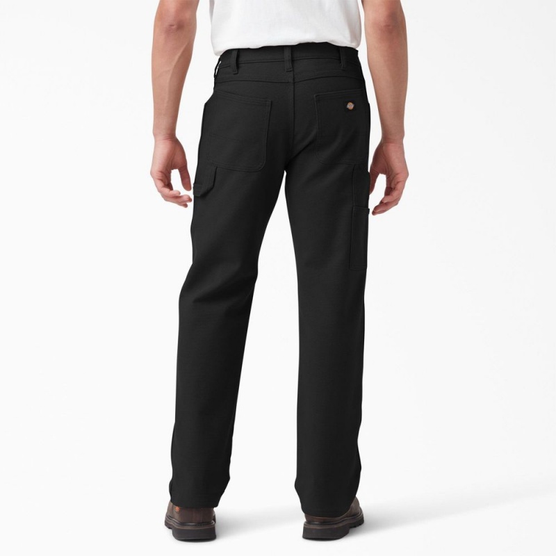 Black Men's Dickies FLEX Lined Regular Fit Duck Carpenter Pants | HYD954728