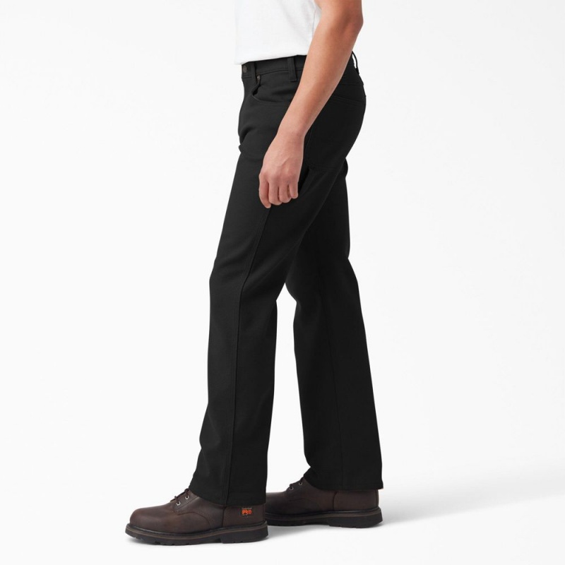 Black Men's Dickies FLEX Lined Regular Fit Duck Carpenter Pants | HYD954728