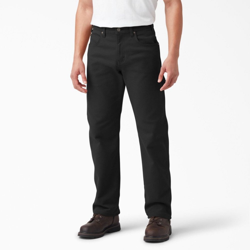 Black Men\'s Dickies FLEX Lined Regular Fit Duck Carpenter Pants | HYD954728