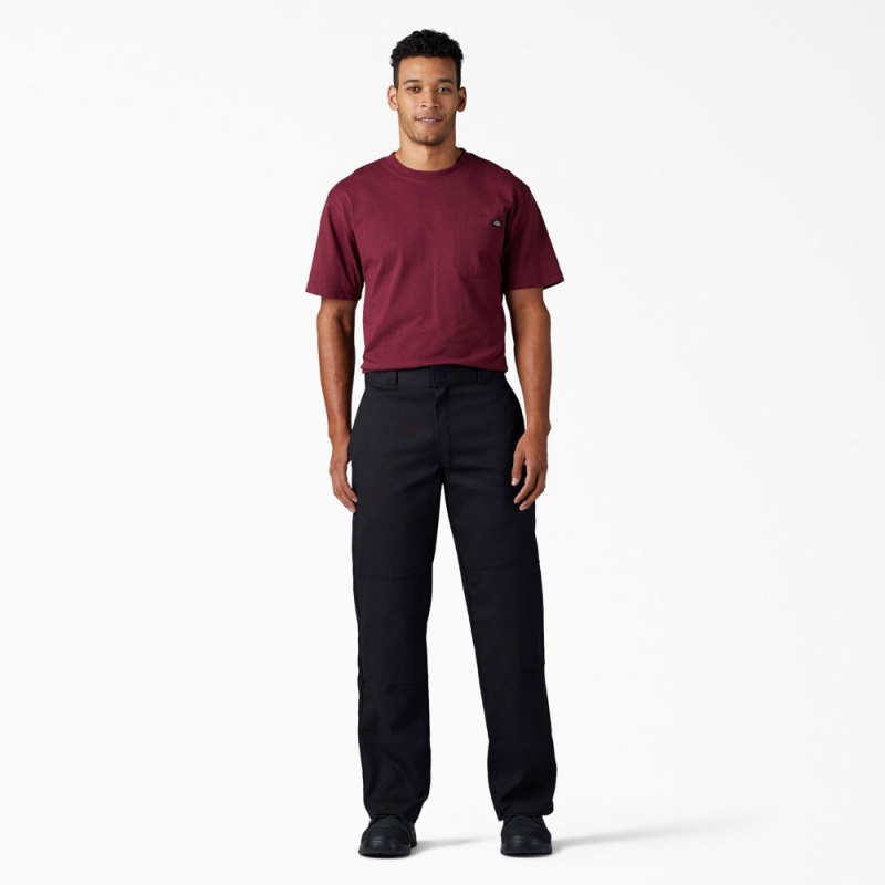 Black Men's Dickies FLEX Loose Fit Double Knee Work Pants | ZNM496807