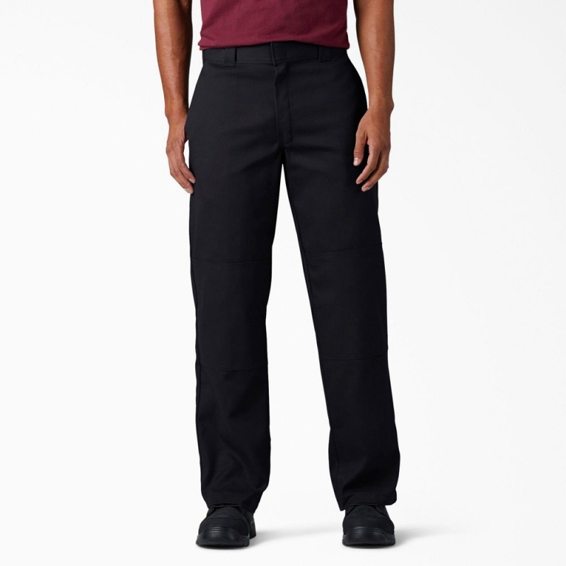 Black Men\'s Dickies FLEX Loose Fit Double Knee Work Pants | ZNM496807