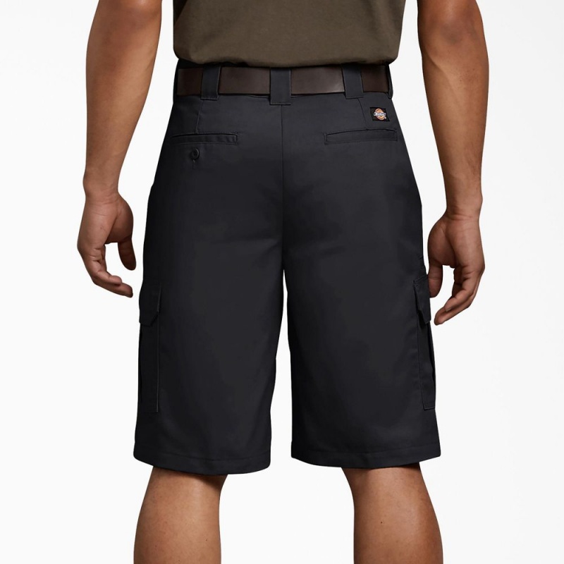 Black Men's Dickies FLEX Regular Fit Cargo Shorts | PCS278564