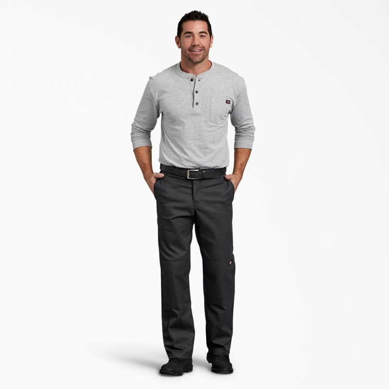 Black Men's Dickies FLEX Regular Fit Double Knee Work Pants | LJN639280