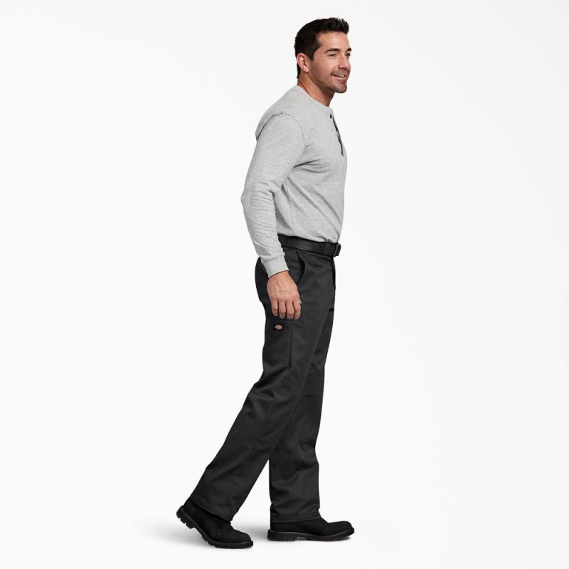 Black Men's Dickies FLEX Regular Fit Double Knee Work Pants | LJN639280