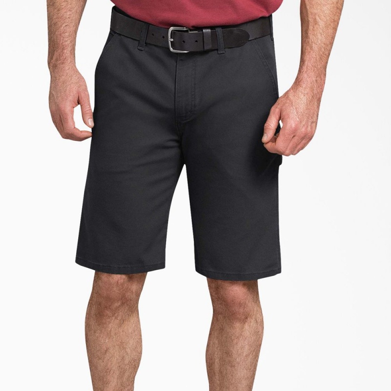 Black Men's Dickies FLEX Regular Fit Duck Carpenter Shorts | ZAH471638