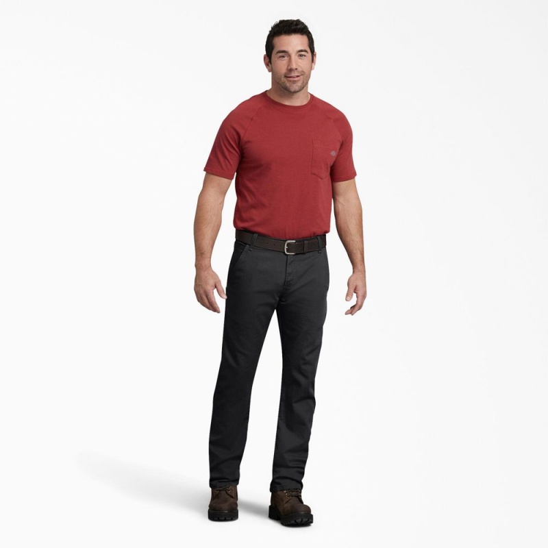 Black Men's Dickies FLEX Regular Fit Duck Carpenter Pants | GDA698231