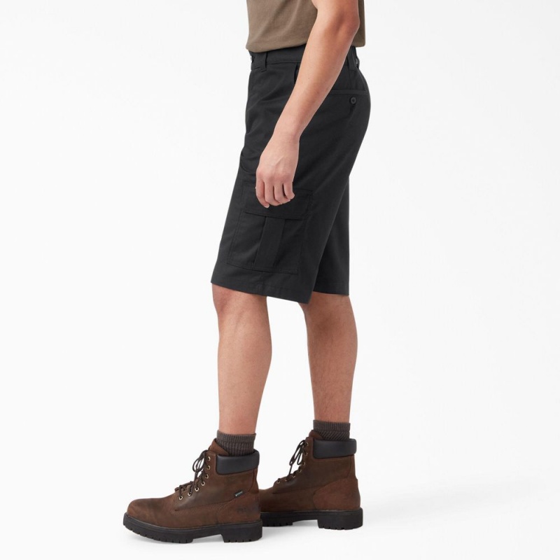 Black Men's Dickies FLEX Relaxed Fit Cargo Shorts | ZVG192785