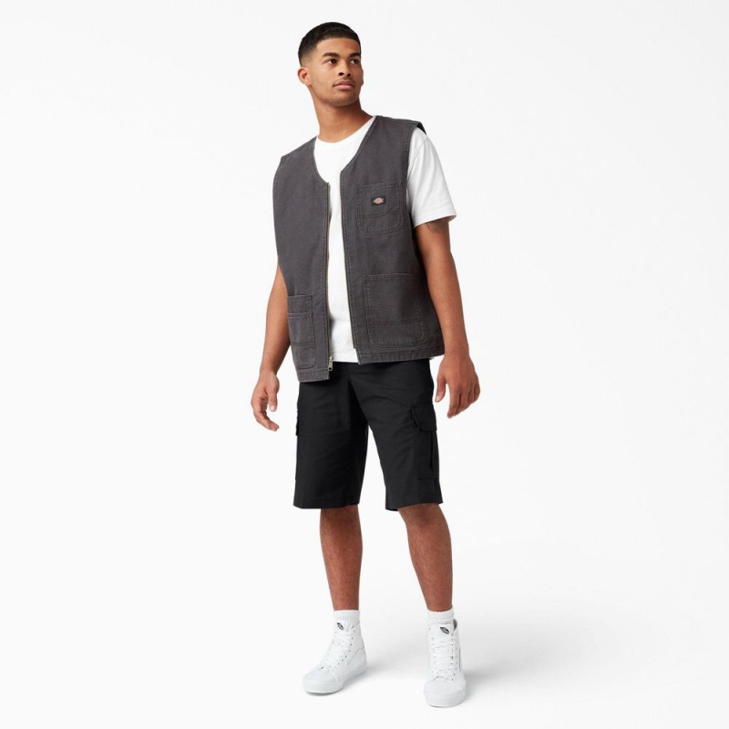 Black Men's Dickies FLEX Relaxed Fit Cargo Shorts | ZVG192785