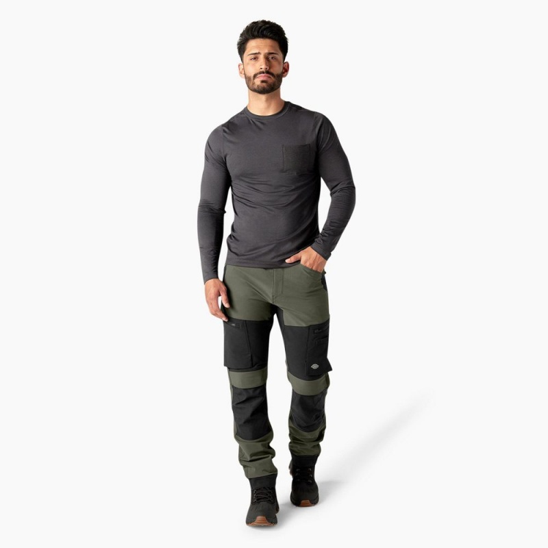 Black Men's Dickies FLEX Slim Fit Double Knee Tapered Pants | QBZ236491