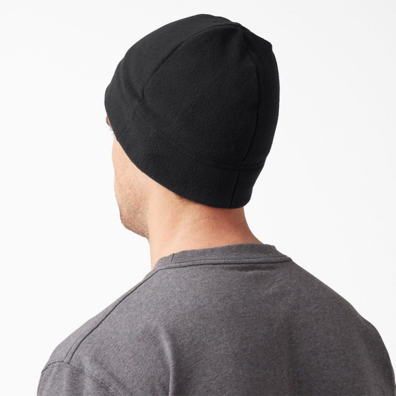 Black Men's Dickies Fleece Beanie | XVE894352