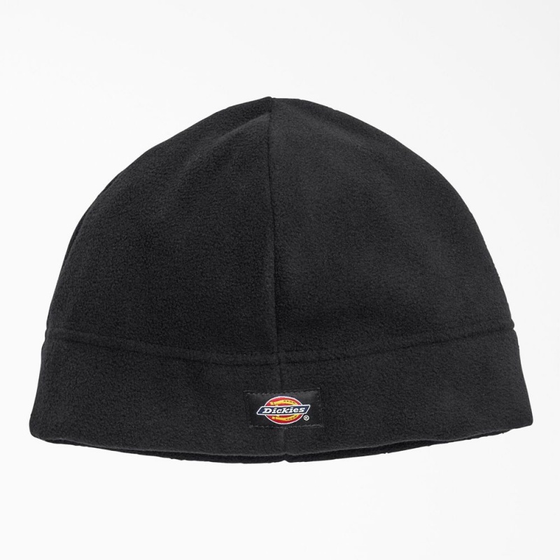 Black Men\'s Dickies Fleece Beanie | XVE894352