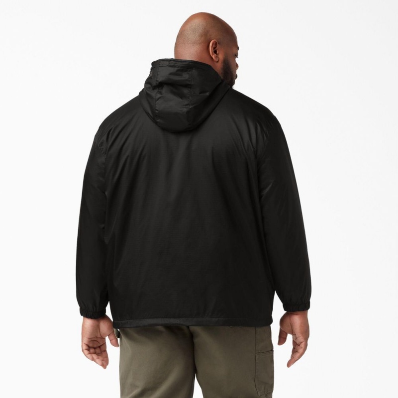 Black Men's Dickies Fleece Lined Nylon Hooded Jacket | PBL513946