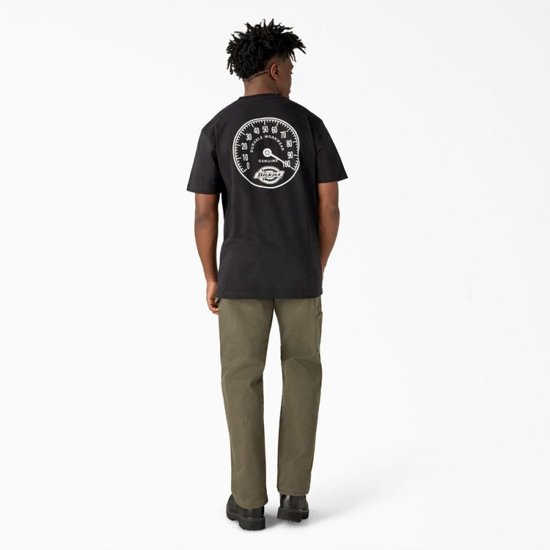 Black Men's Dickies Full Throttle Heavyweight T-Shirt | THE756298