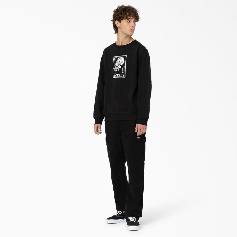 Black Men's Dickies Garden Plain Graphic Sweatshirt | VJT370542