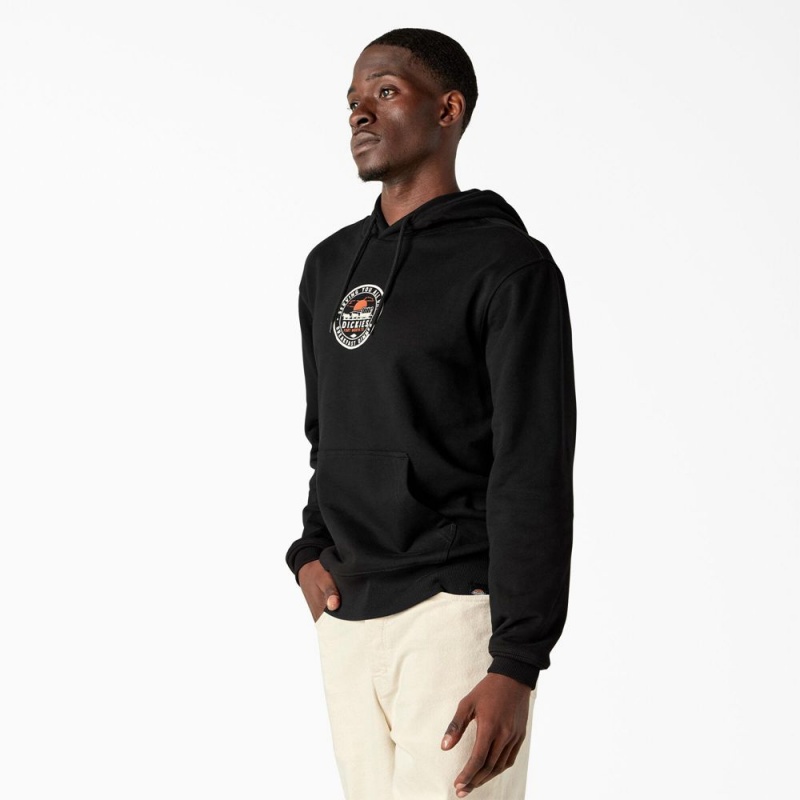 Black Men's Dickies Greensburg Graphic Hoodie | QYT478509