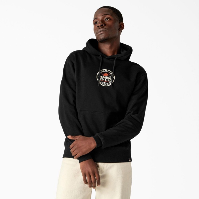 Black Men\'s Dickies Greensburg Graphic Hoodie | QYT478509