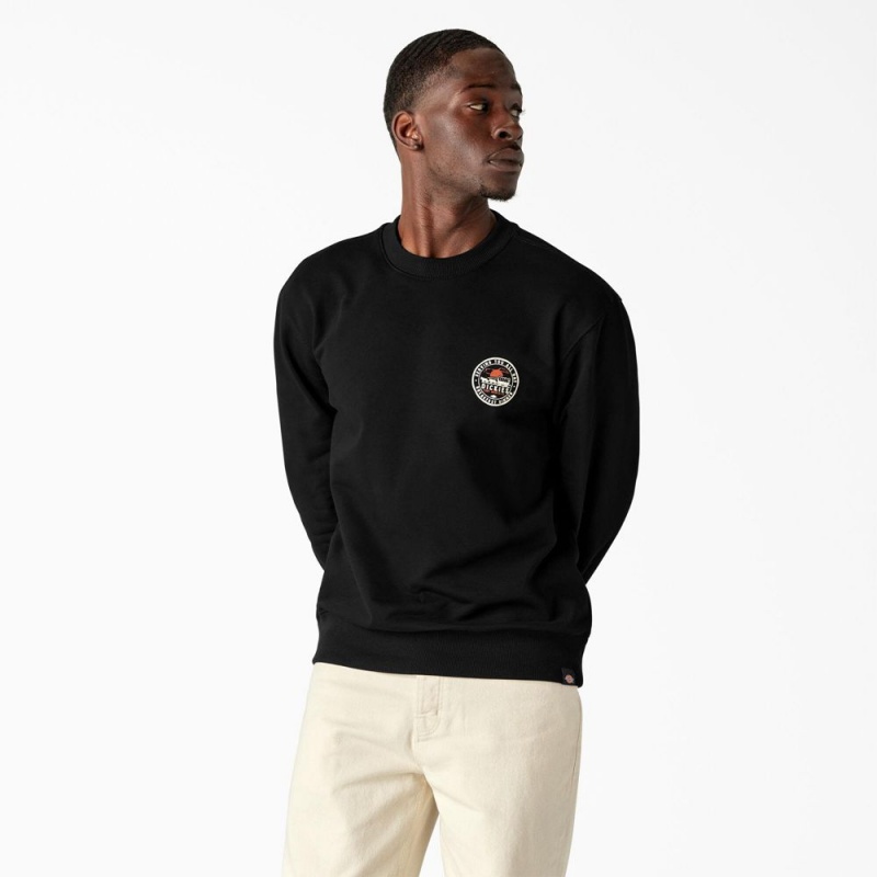 Black Men's Dickies Greensburg Graphic Sweatshirt | IZB892451