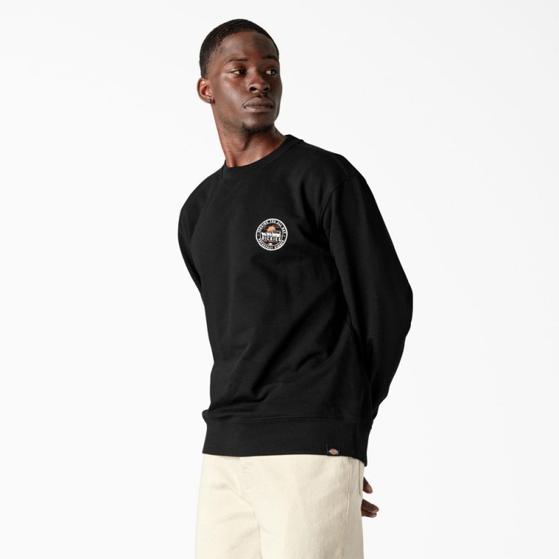 Black Men's Dickies Greensburg Graphic Sweatshirt | IZB892451