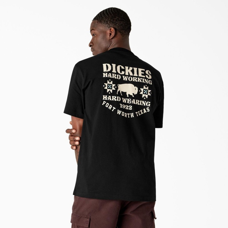 Black Men\'s Dickies Hays Graphic T-Shirt | PXZ395481