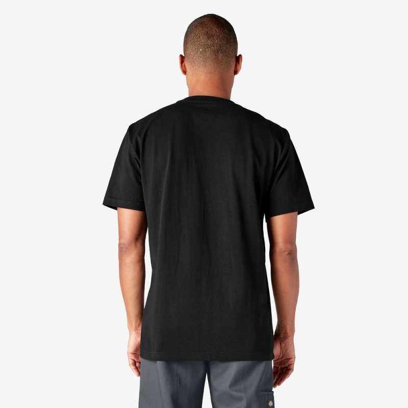 Black Men's Dickies Heavyweight Short Sleeve Pocket T-Shirt | VUA290456