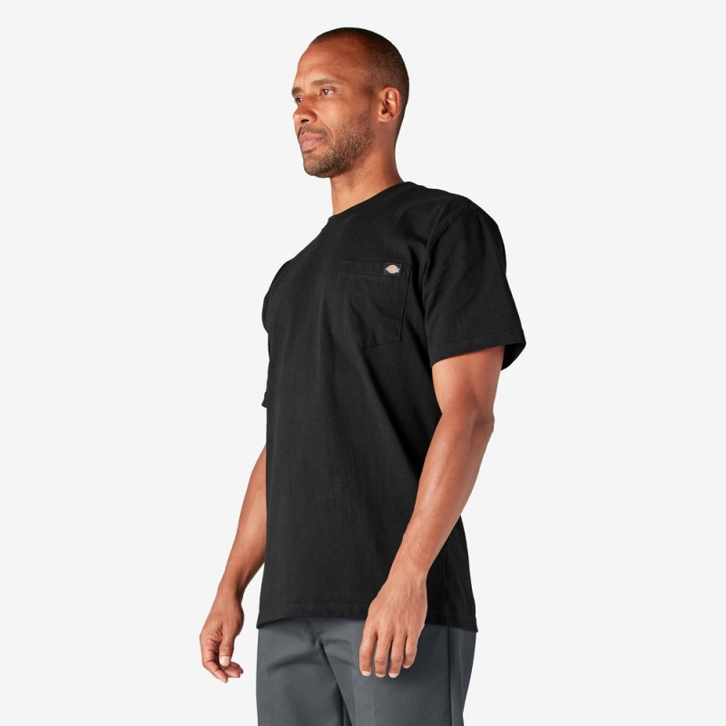 Black Men's Dickies Heavyweight Short Sleeve Pocket T-Shirt | VUA290456