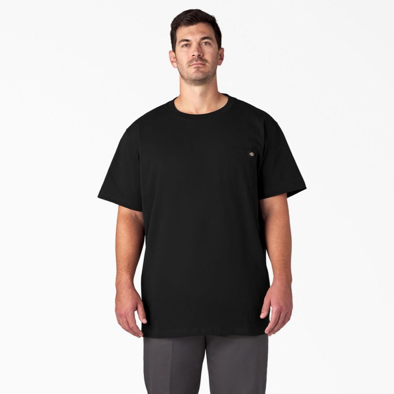 Black Men's Dickies Heavyweight Short Sleeve Pocket T-Shirt | VUA290456