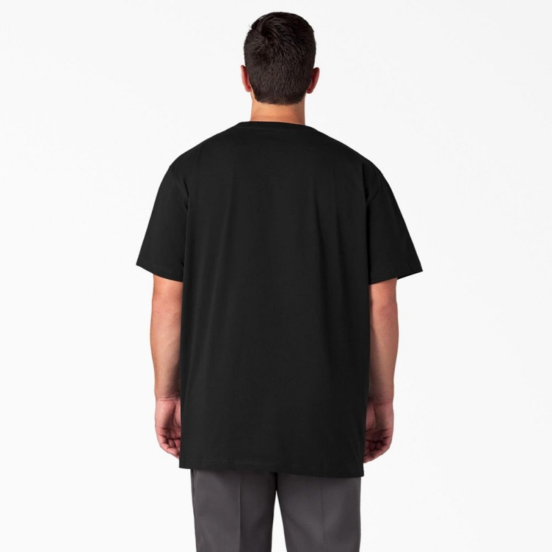 Black Men's Dickies Heavyweight Short Sleeve Pocket T-Shirt | VUA290456