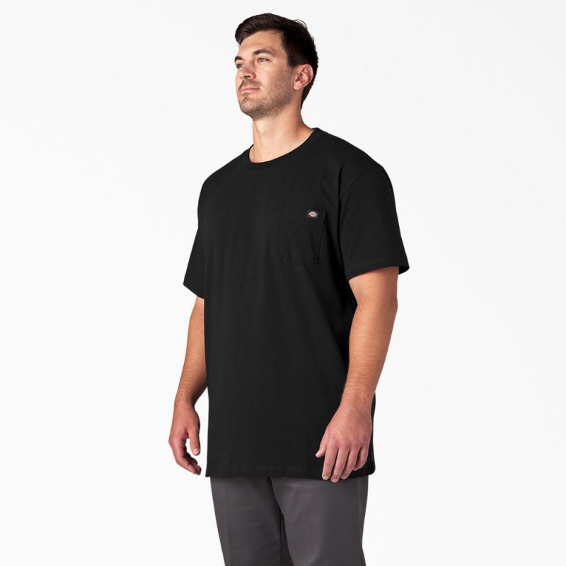 Black Men's Dickies Heavyweight Short Sleeve Pocket T-Shirt | VUA290456