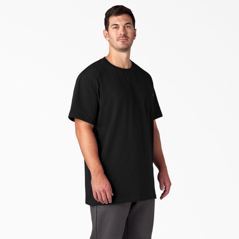 Black Men's Dickies Heavyweight Short Sleeve Pocket T-Shirt | VUA290456