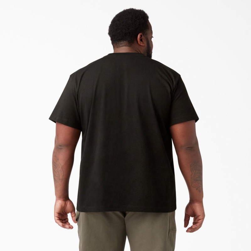 Black Men's Dickies Heavyweight Short Sleeve Henley T-Shirt | VSJ153602